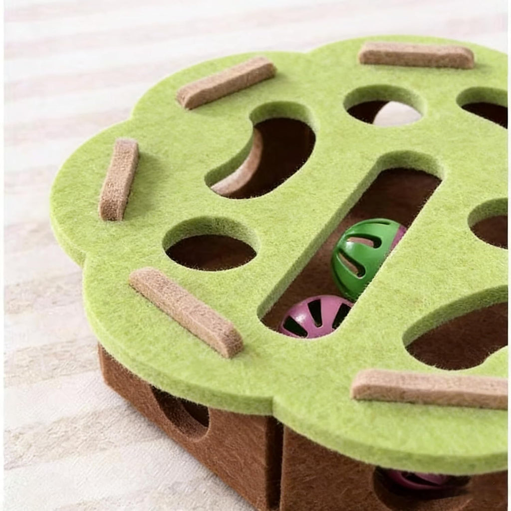 Intelligenzspielzeug für Katze Fummelbrett Labyrinth Kratzbox Filz