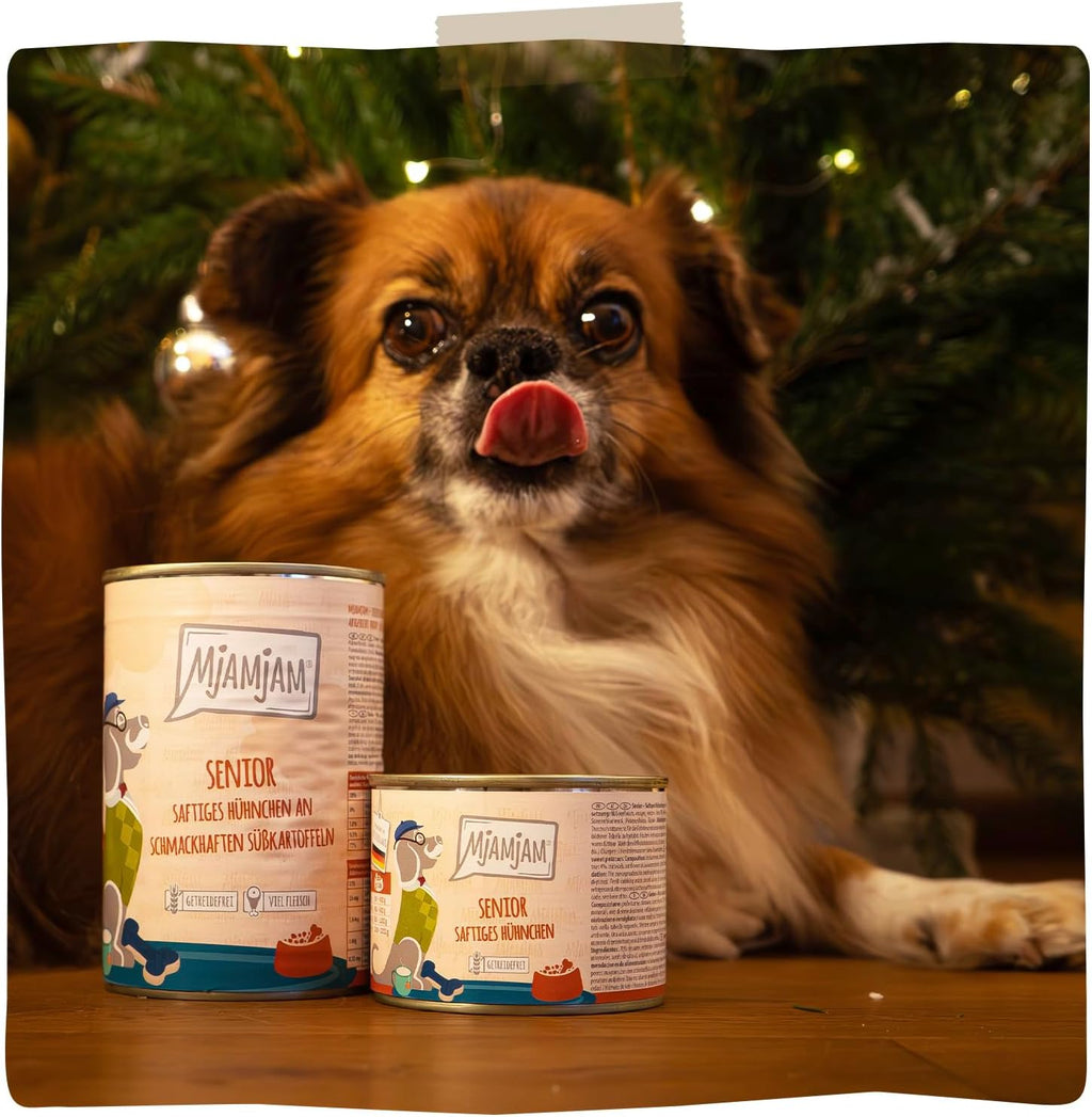 MjAMjAM Hundefutter Senior Nassfutter Huehnchen mit Suesskartoffel 6x200g