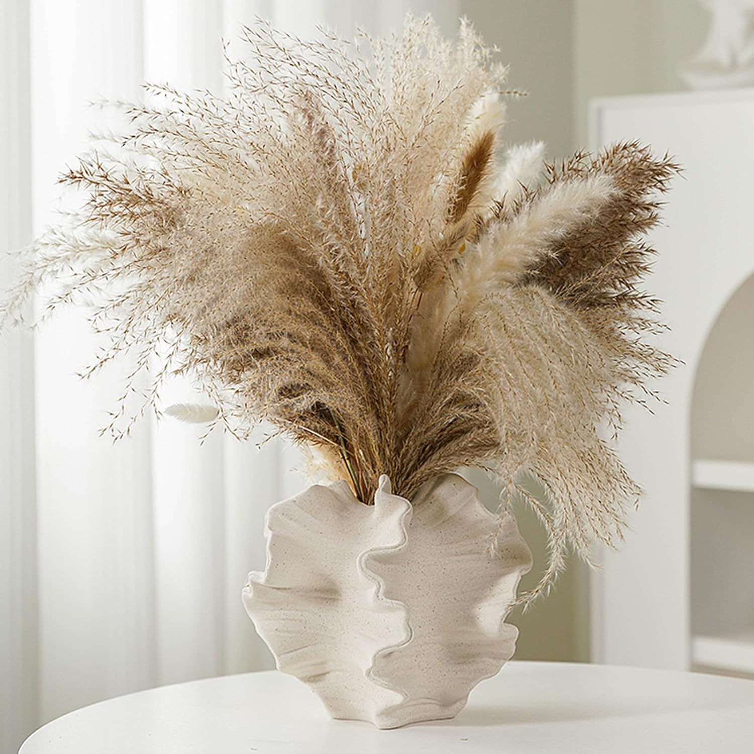 Keramikvase SUKIYPO Beige Boho Nordic Deko Modern Blumenvase