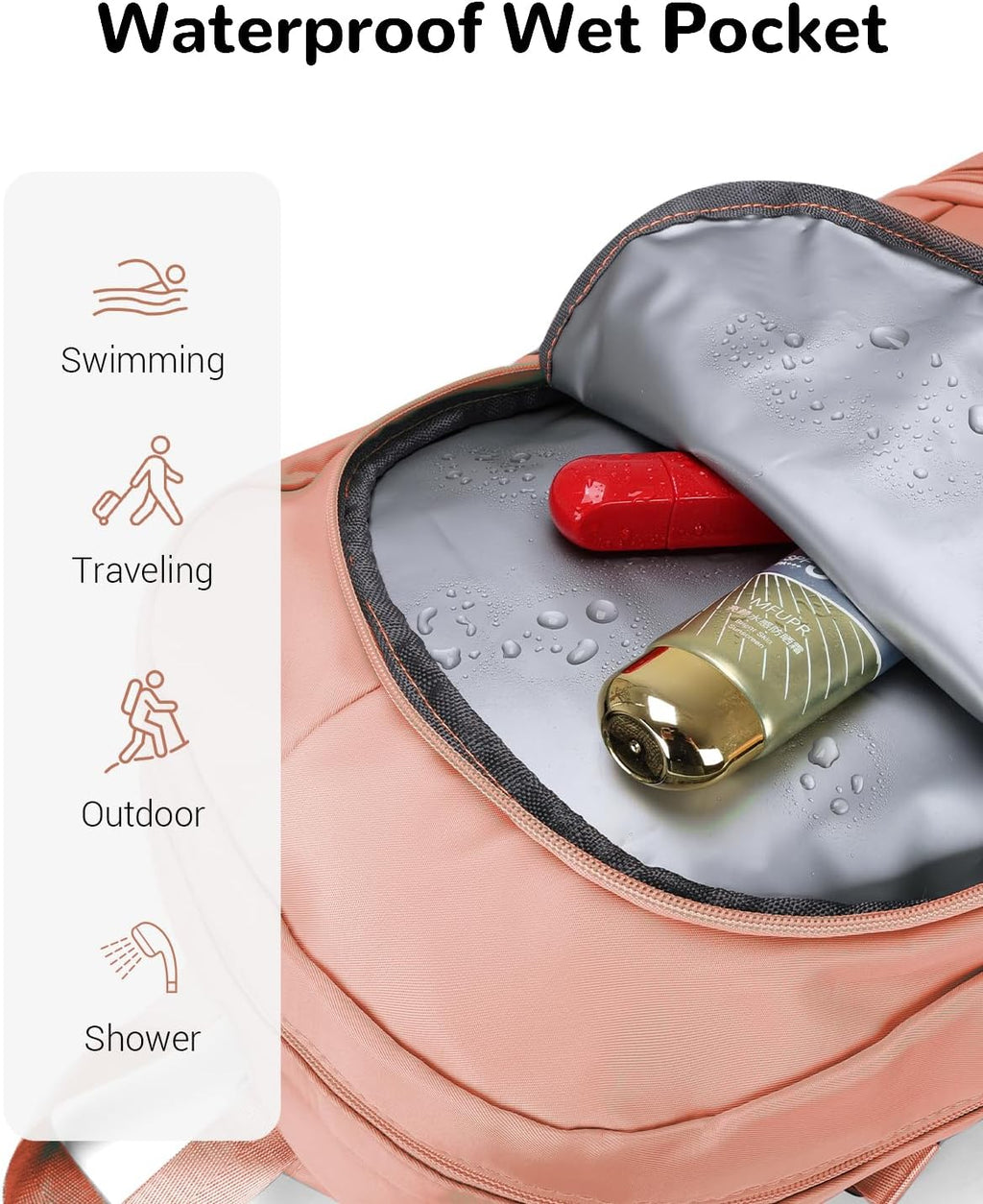 Reiserucksack wasserdicht mit Nassfach und Schuhfach, Unisex