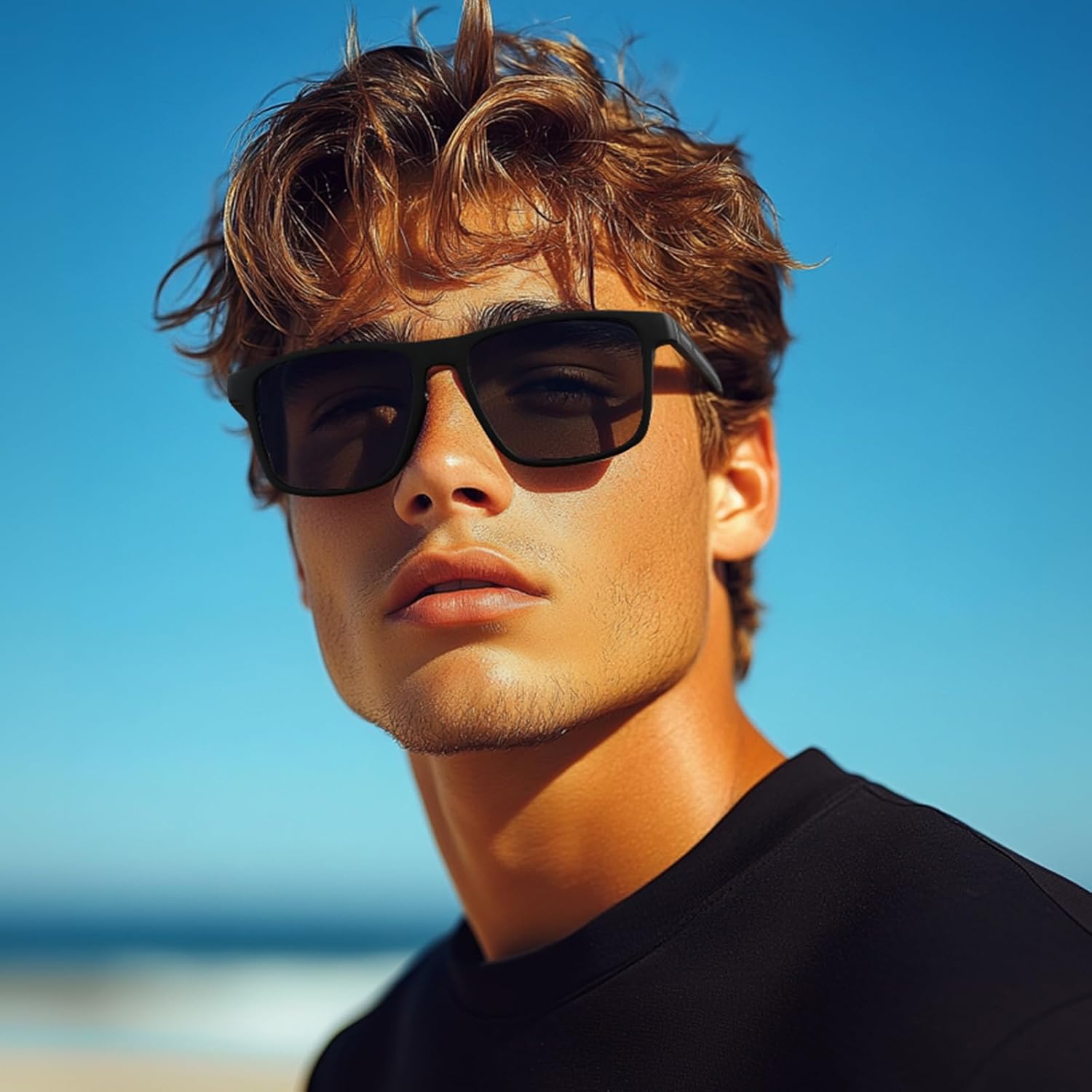 Polarisierte Sonnenbrille Herren Damen rechteckig UV400 Schutz fuer Angeln Fahren