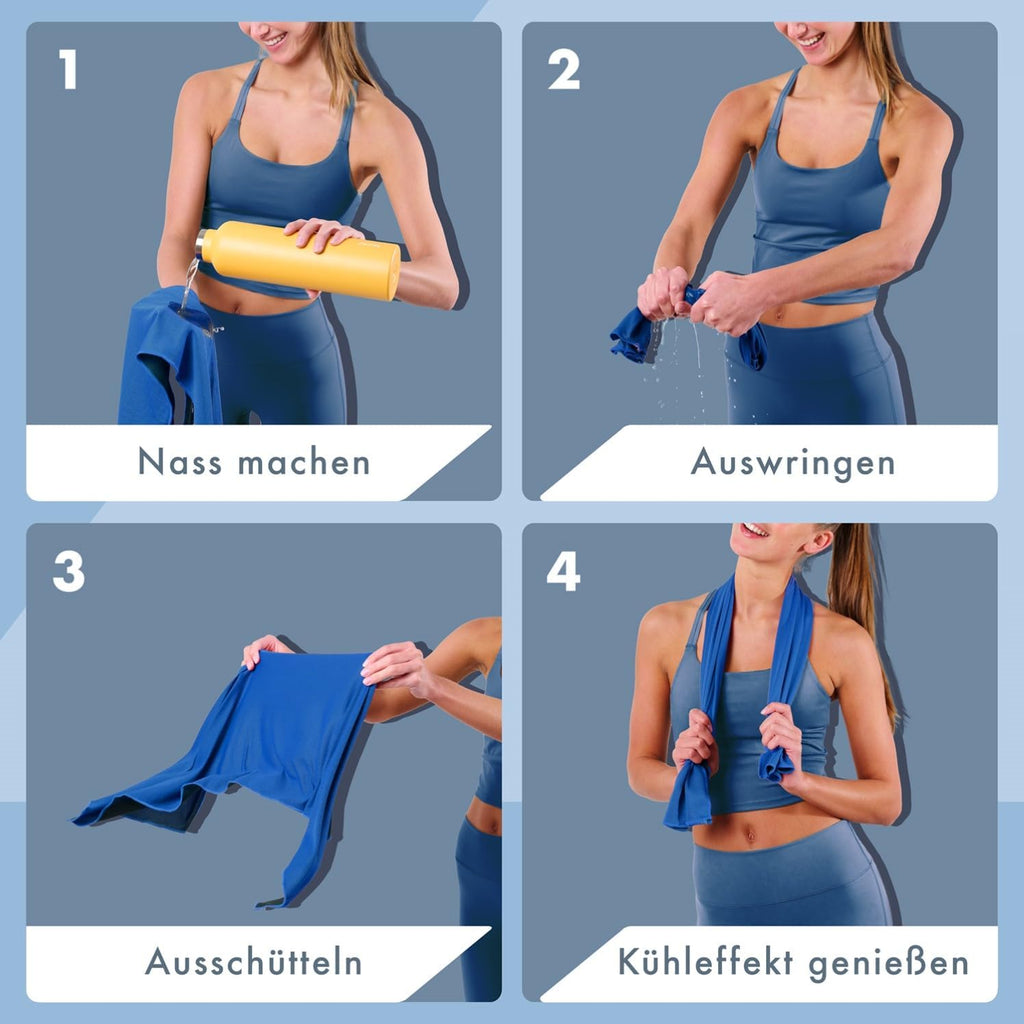 Blumtal Kuehlhandtuch 100x30 cm Mikrofaser Sporthandtuch mit Tasche Grau