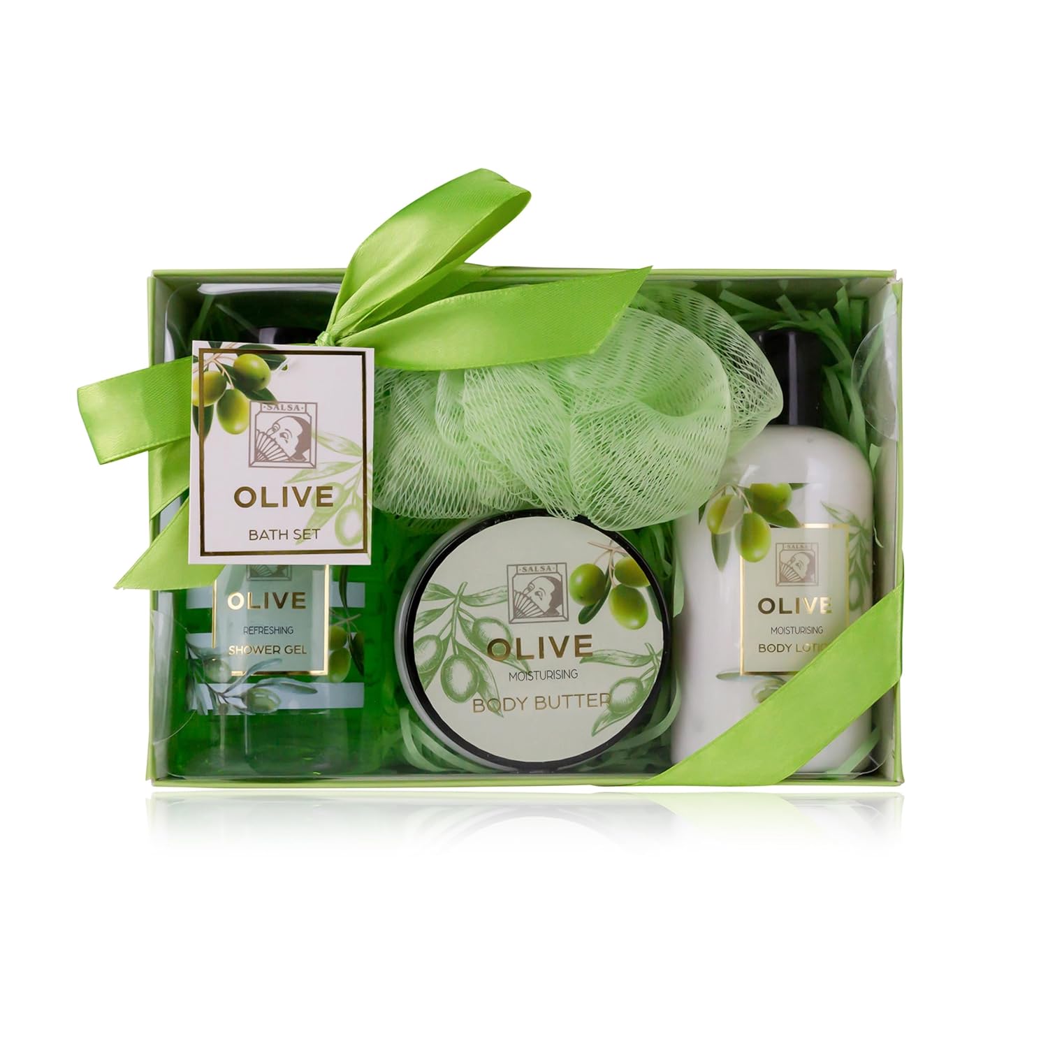 Accentra Duschset Olive 4-teilig Damen Geschenkbox Wellnesspflege