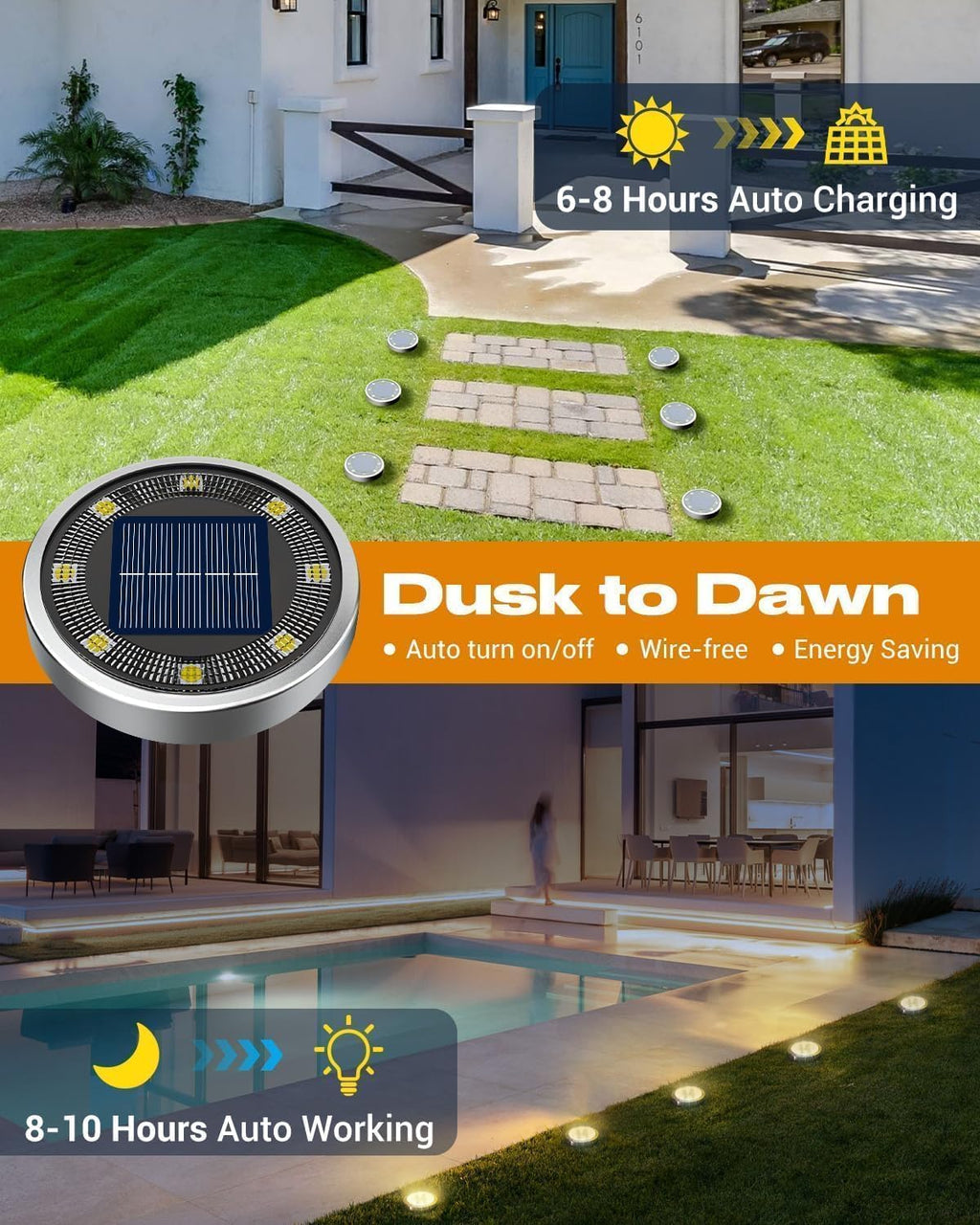 btfarm 10er Solar Bodenleuchten aussen 8 LED wasserdicht warmweiss Garten Weg