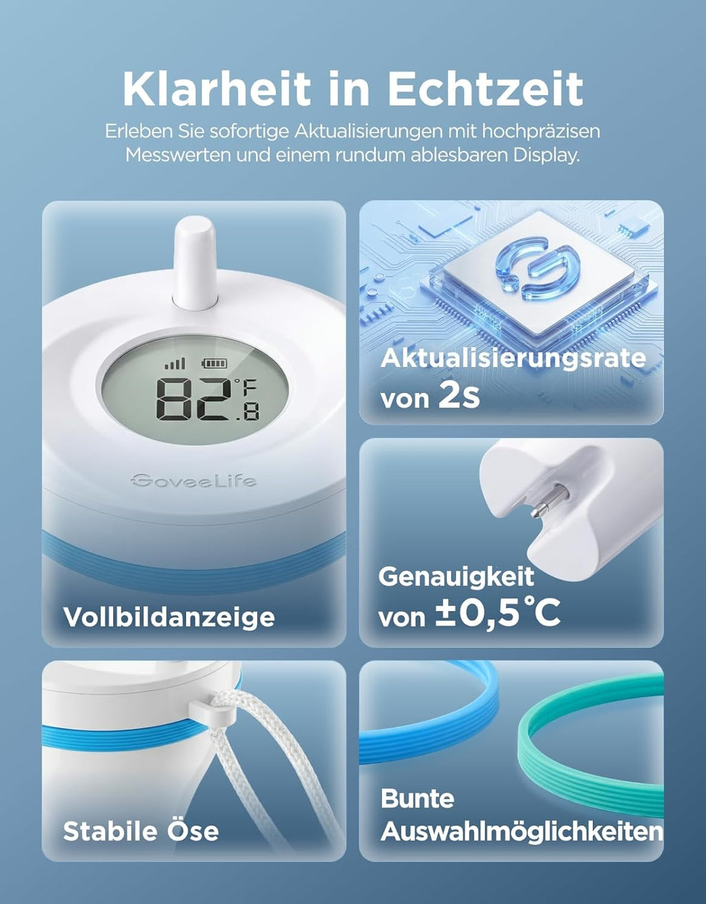 GoveeLife WLAN Pool Thermometer P2 mit Gateway, schwimmend, IP68, 330 m Reichwei