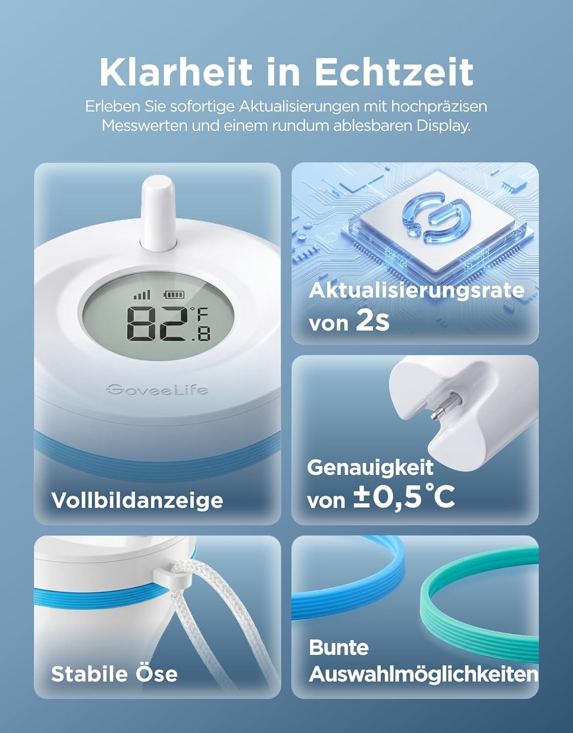 GoveeLife WLAN Pool Thermometer P2 mit Gateway, schwimmend, IP68, 330 m Reichwei