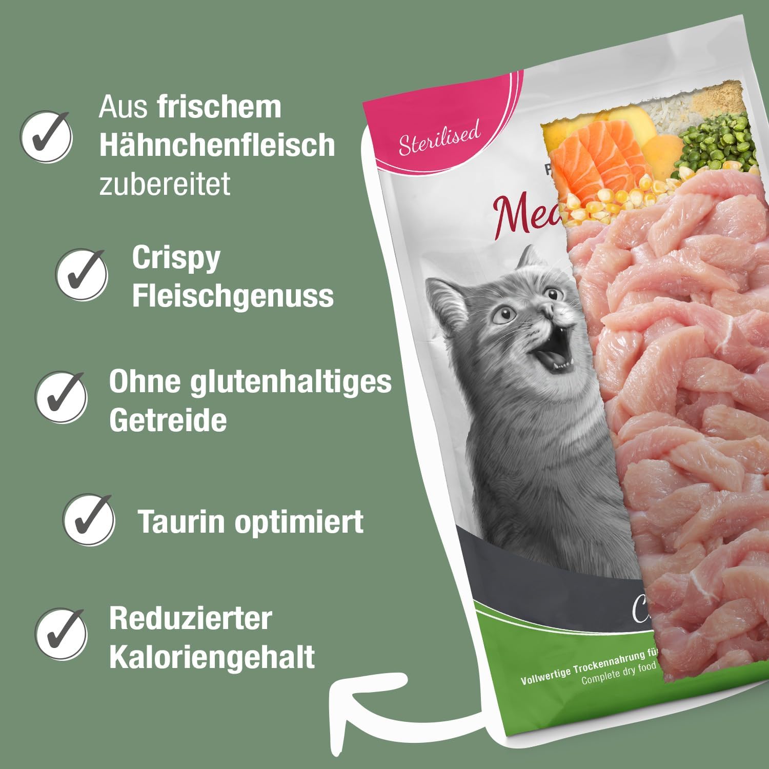 Katzen Trockenfutter Sterilised Chicken 1,5kg 83% Fleisch PLATINUM