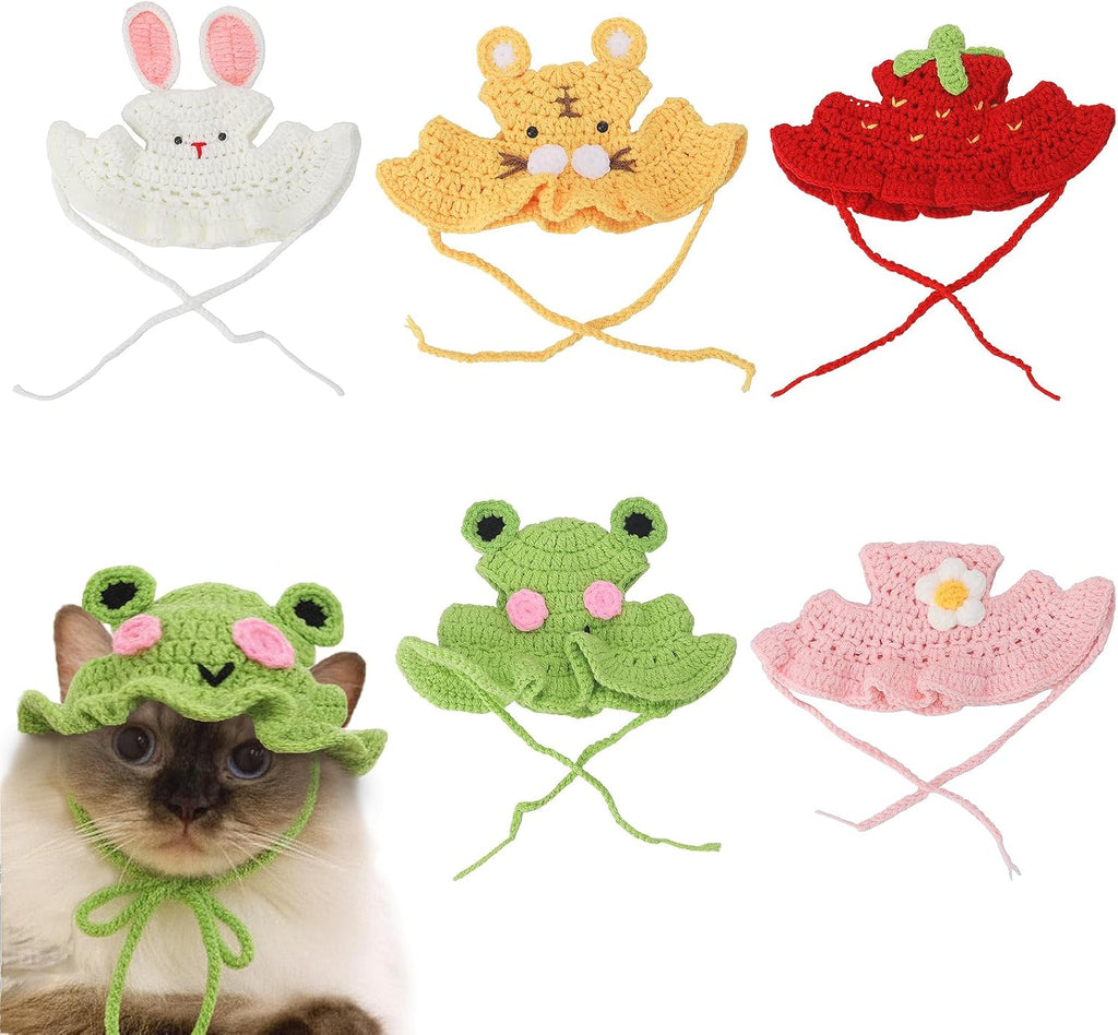 5er Set verstellbare Haustiermuetzen fuer kleine Hunde und Katzen, Designmix