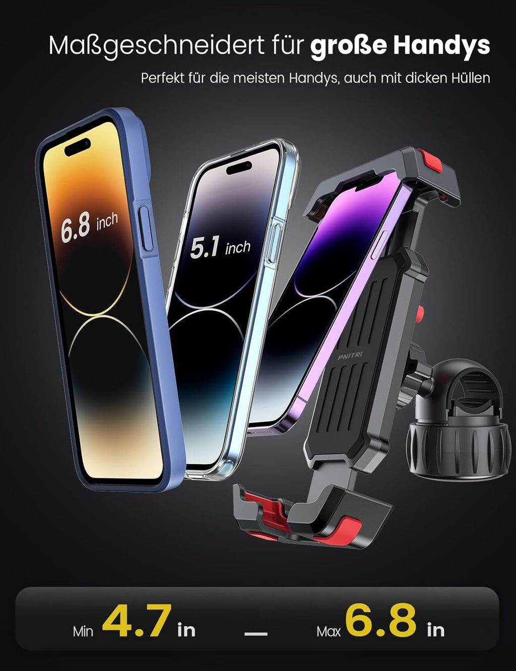 Universal Fahrrad Lenkerhalterung Handyhalter Smartphone verstellbar
