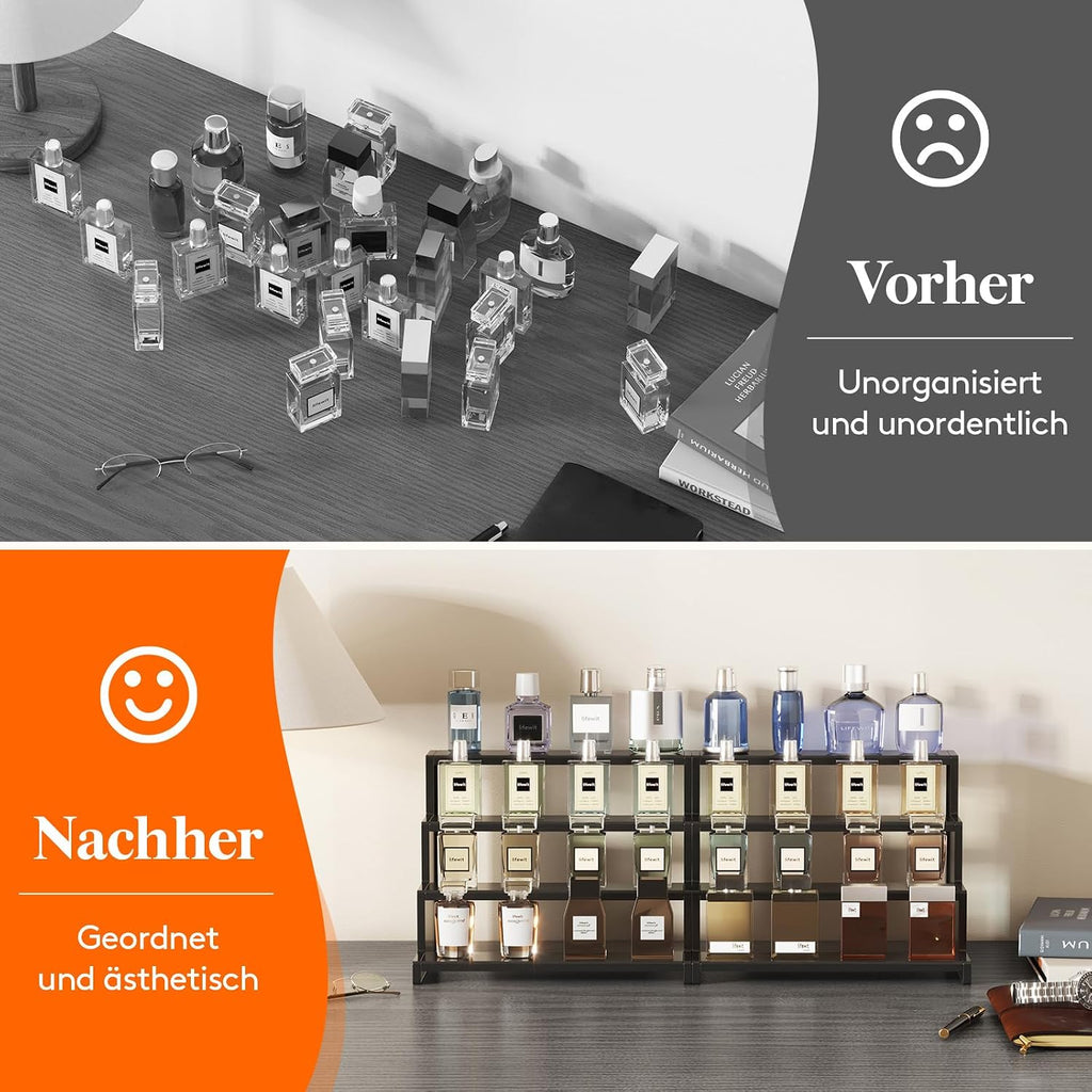 Lifewit Acryl Display 4 Ebenen Schwarz 30 cm - 2er-Set - 22,8cm-30,5cm