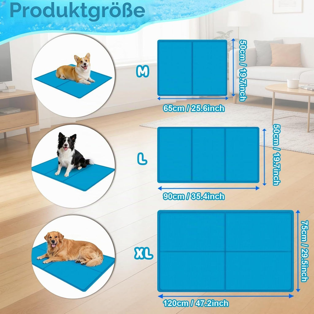 Kuehlmatte fuer Hunde und Katzen 90x50 cm selbstkuehlend kratzfest mit Gel