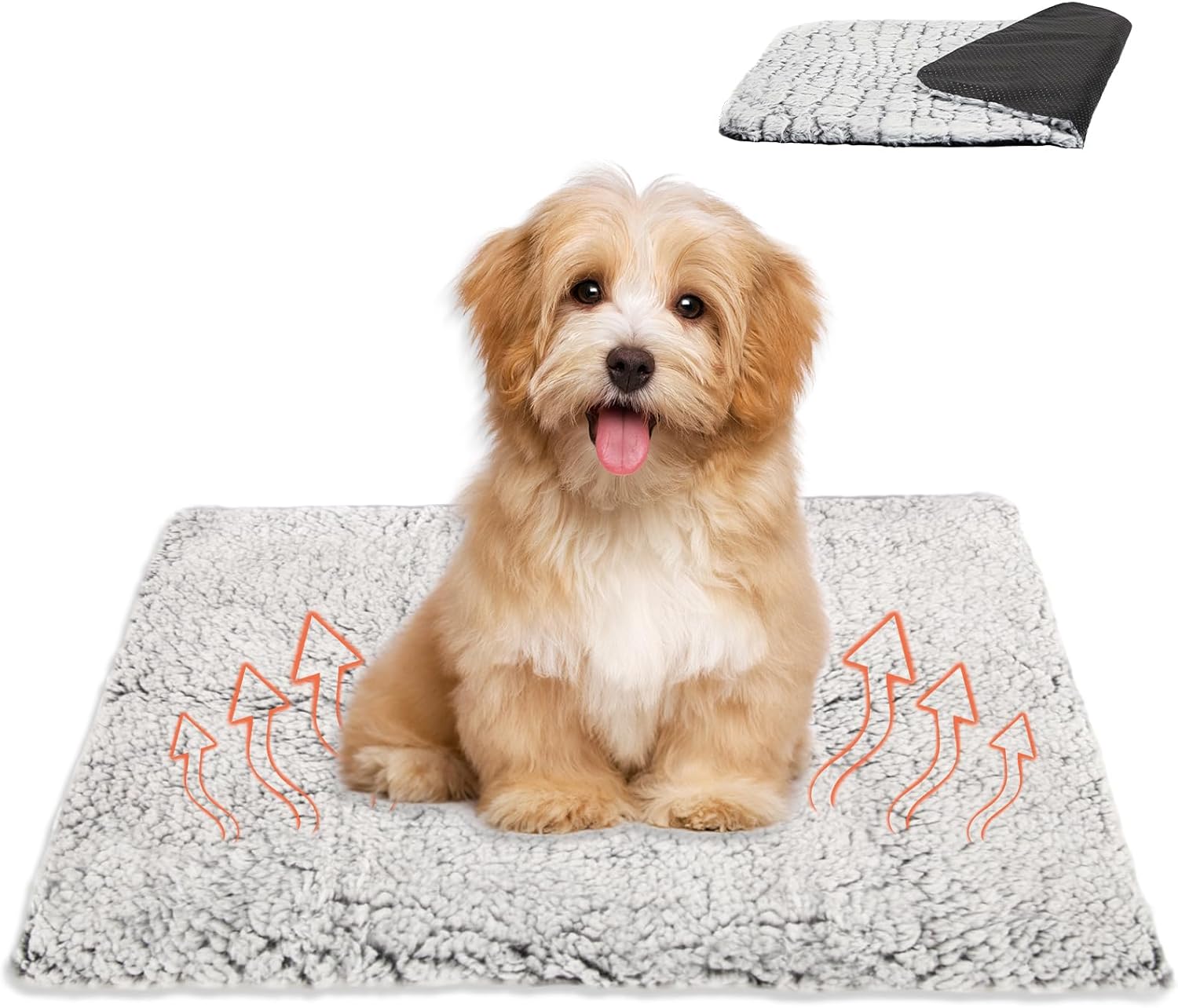 Selbstheizende Haustierdecke 50x40 cm Grau, Waschbar, rutschfest, 5cm-50cm