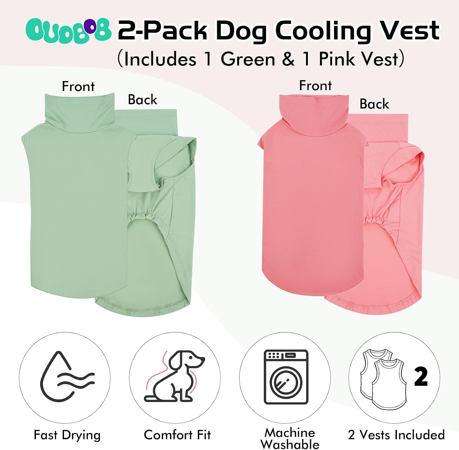 Hundekuehlweste 2er-Pack Orange Blau mit Stehkragen und dehnbarem Bauchgurt