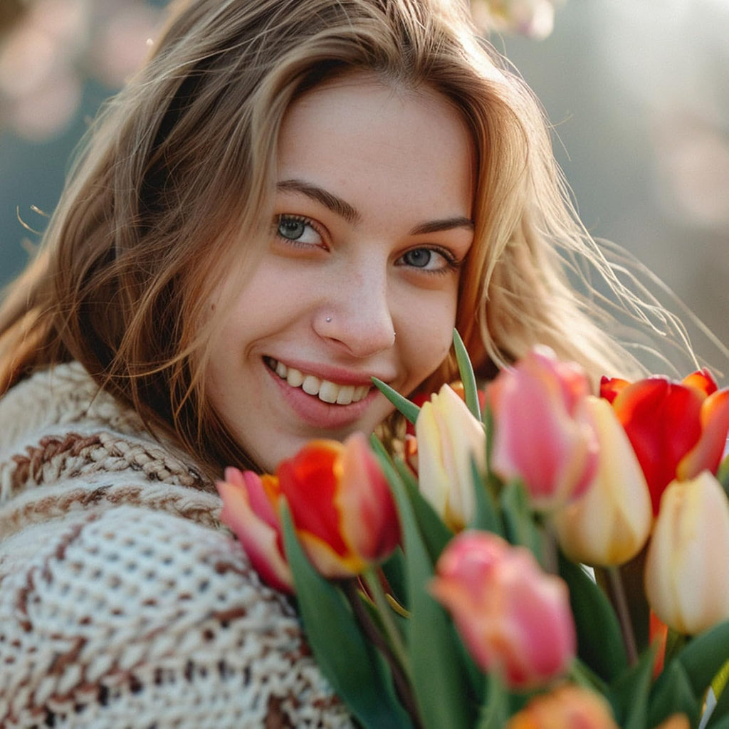 Kuenstliche Tulpen Real Touch Strauss 15 Stueck bunt kunstblumen