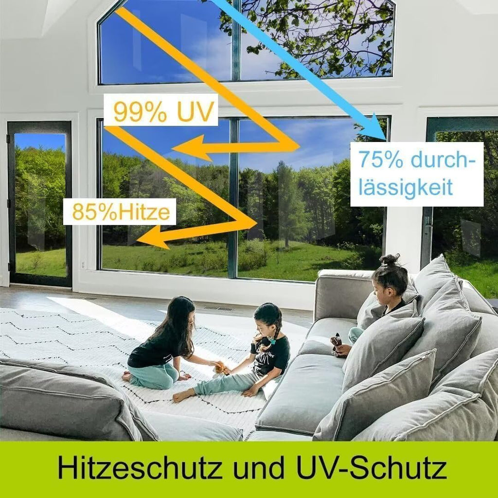 Fensterfolie Spiegelfolie 44×200 cm Silber selbstklebend UV- und Hitzeschutz