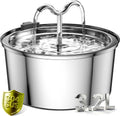 DOOOB Katzentrinkbrunnen Edelstahl 3,2L leise mit Filter und Schwamm