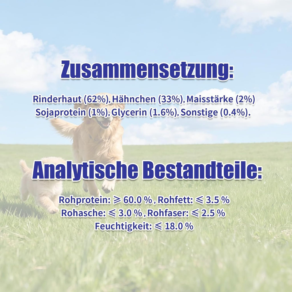 Kauknochen Hund Huhn 5x10 cm Zahnpflege Kaustangen Rinderhaut 60% Protein