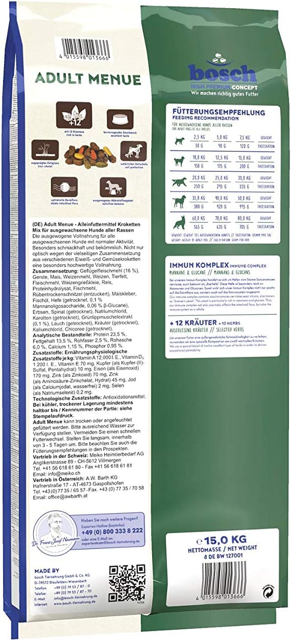 bosch HPC Adult Menü Kroketten-Mix Hundefutter für ausgewachsene Hunde