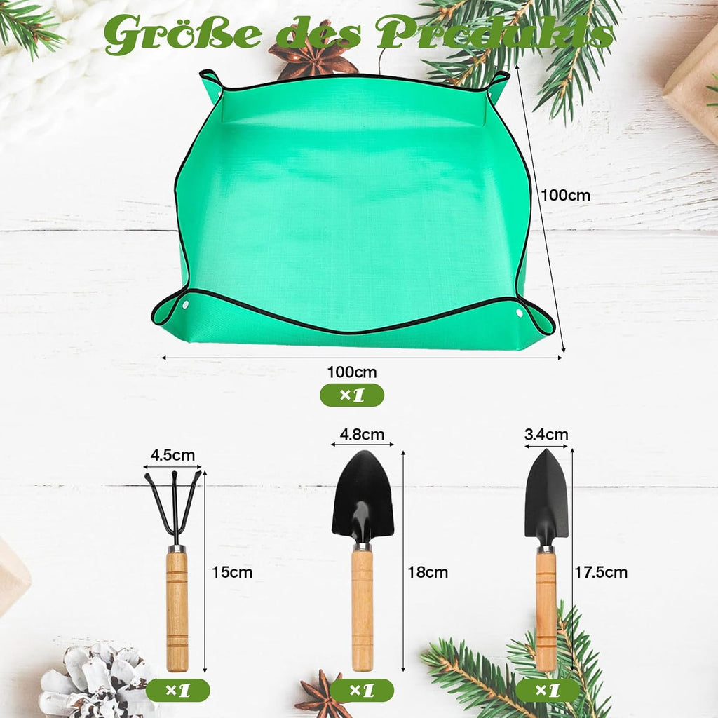 VEGCOO Pflanzmatte 100 x 100 cm wasserdichte Umtopfmatte mit Bodenlockerungswerk