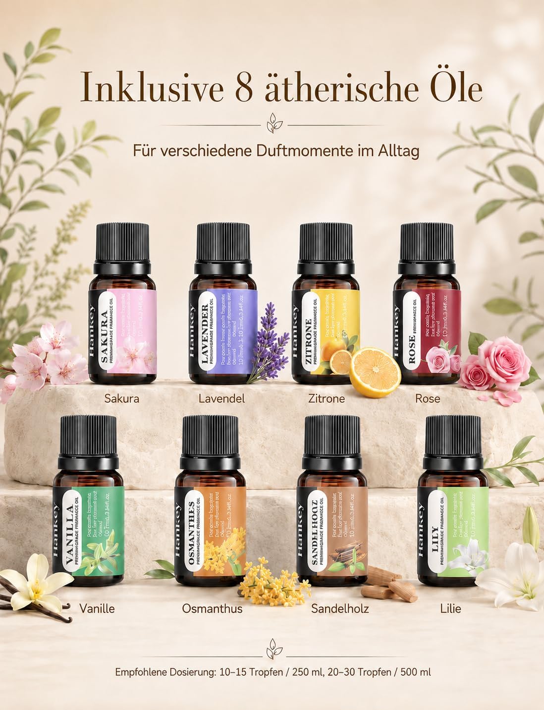 Aroma Diffuser 500 ml Duftdiffusor Set mit Fernbedienung LED Timer