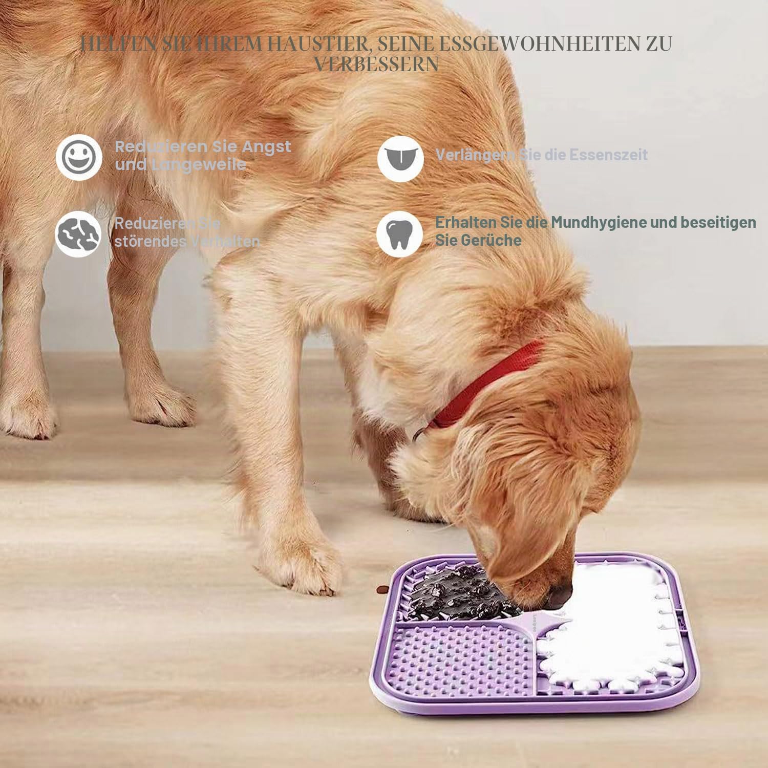 Lesipee Leckmatte Hund 2er Set mit Silikonspatel und Buerste, BPA-frei