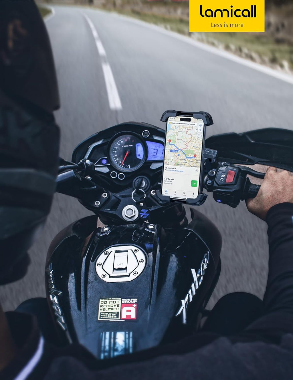 Motorrad Handyhalterung mit Vibrationsdaempfer 360° Lenkerhalter