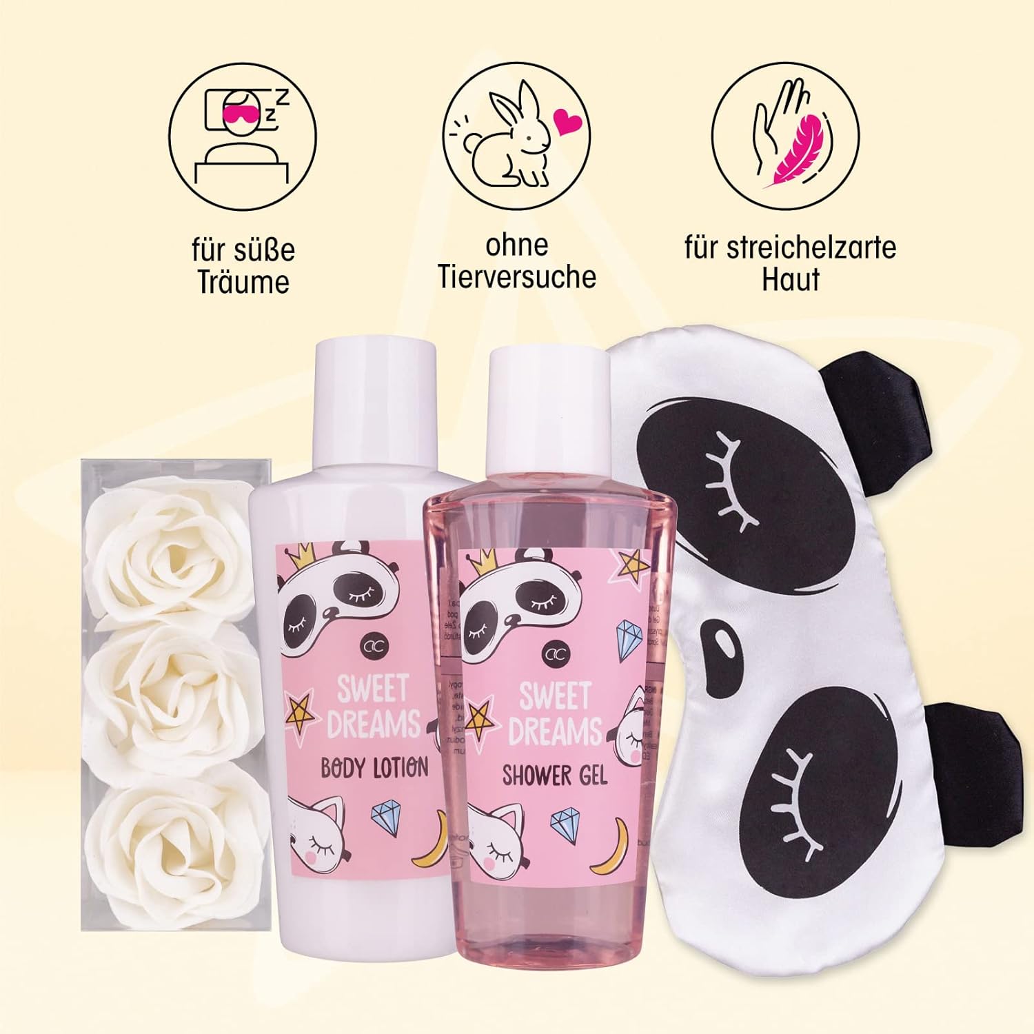Accentra Sweet Dreams Geschenkset Frauen Schlafmaske Panda Wellness Beauty Set