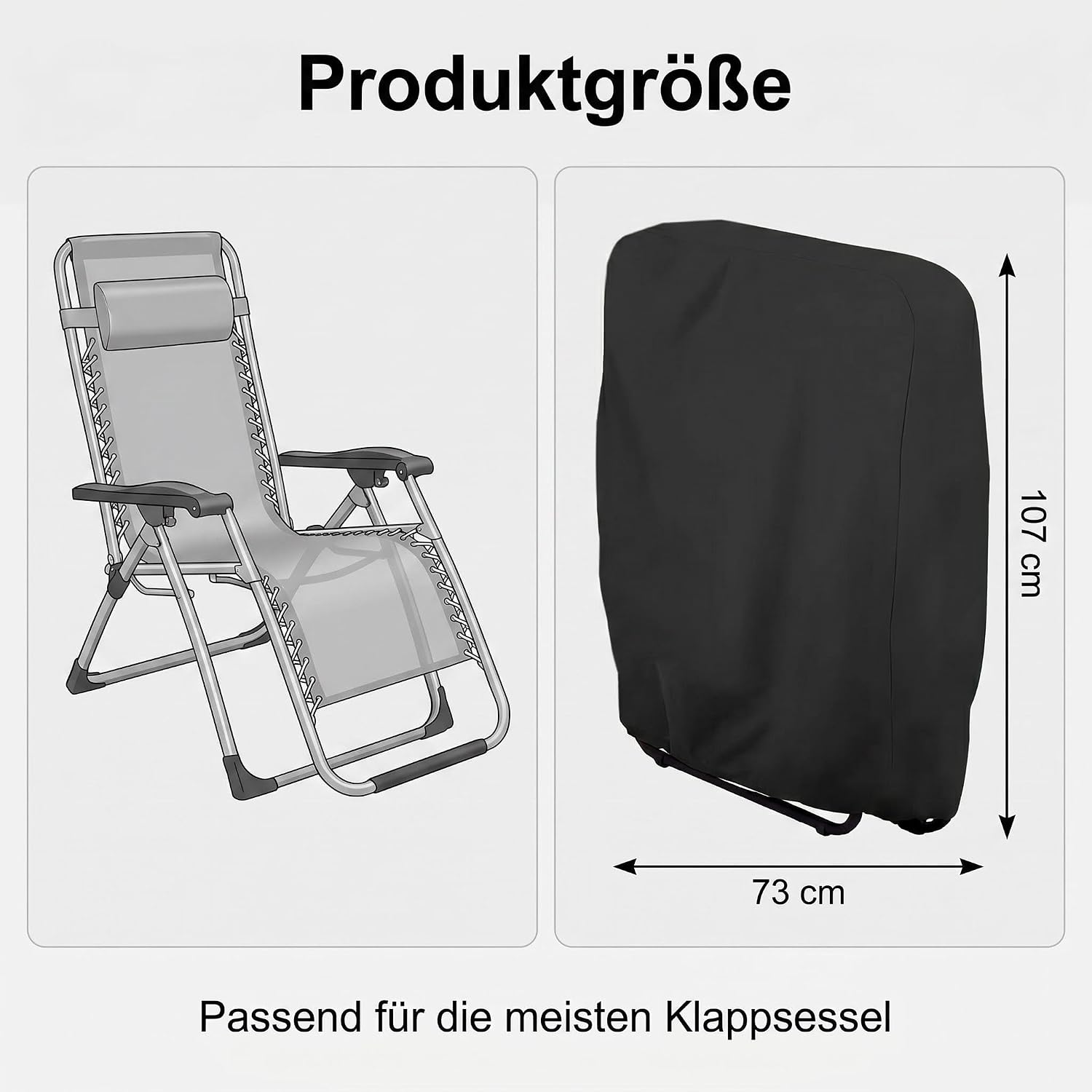 Schutzhuelle fuer 2 Klappstuehle Oxford 210D Winddicht UV-bestaendig Schwarz