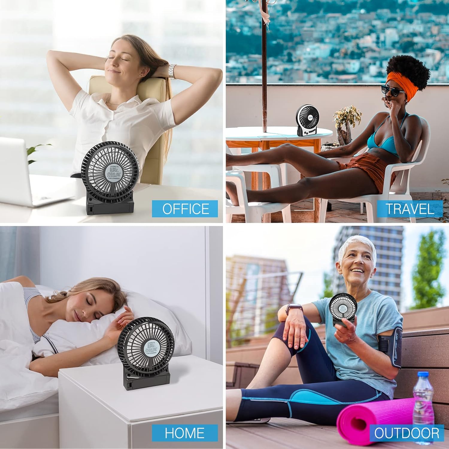 efluky faltbarer USB Handventilator wiederaufladbar tragbar Mini Ventilator