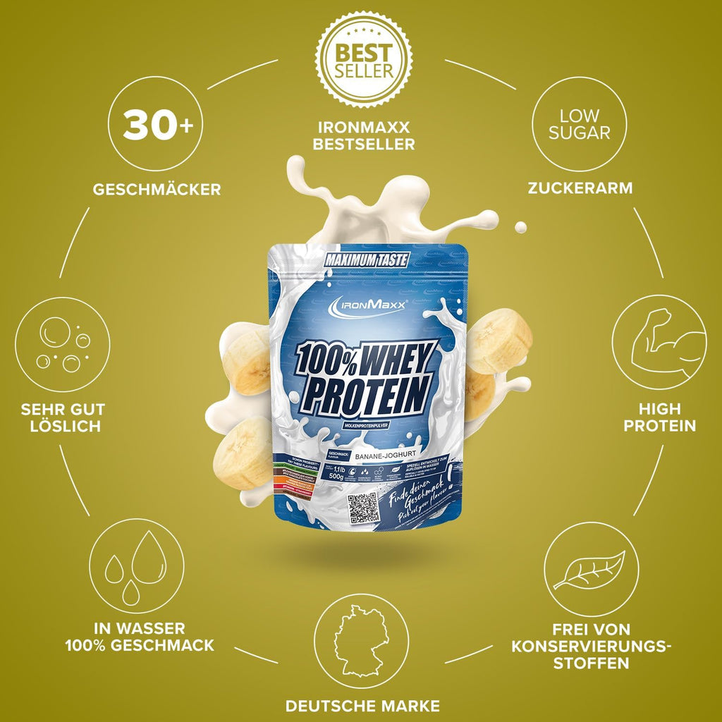 Ironmaxx 100% Whey Protein Pulver Schokolade, verschiedene Sorten