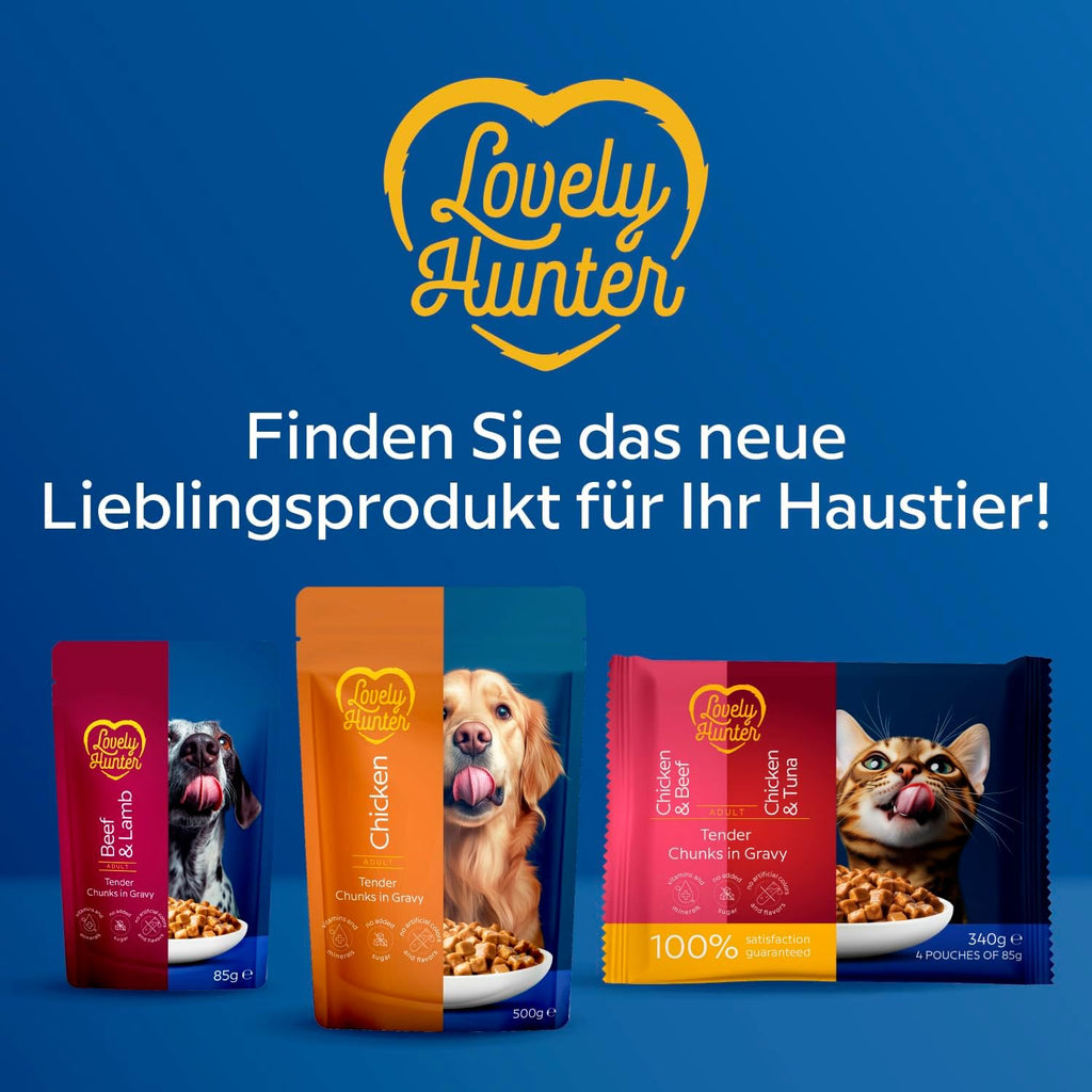 Lovely Hunter Nassfutter Huhn Sauce 12x85g fuer erwachsene Hunde verschiedene Sor