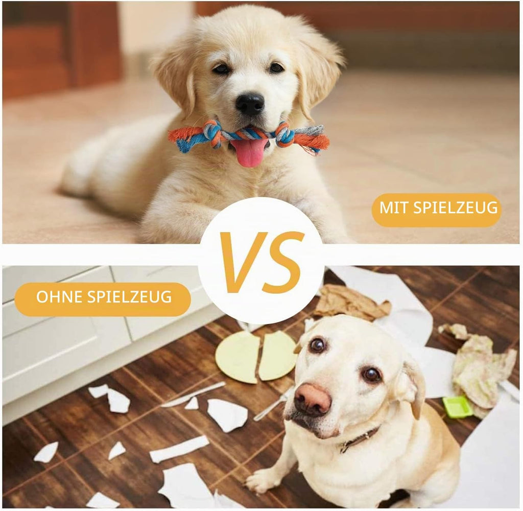 Hundespielzeug Set 7 Teile Kauspielzeug Quietschspielzeug Kuh für Welpen