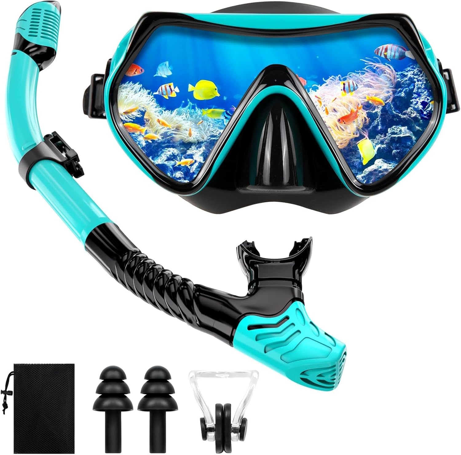 Schnorchelset Erwachsene mit Dry-Top Schnorchel 180° Panorama-Maske Antibeschlag
