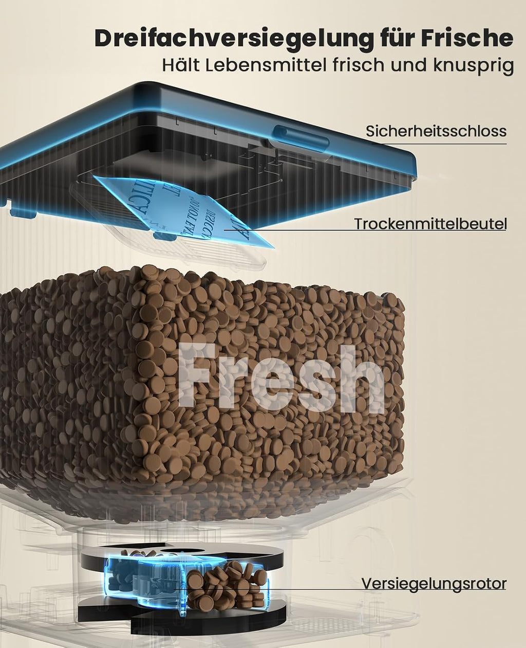 oneisall Futterautomat Katze mit 2 Naepfen WiFi App Steuerung Voice Recorder