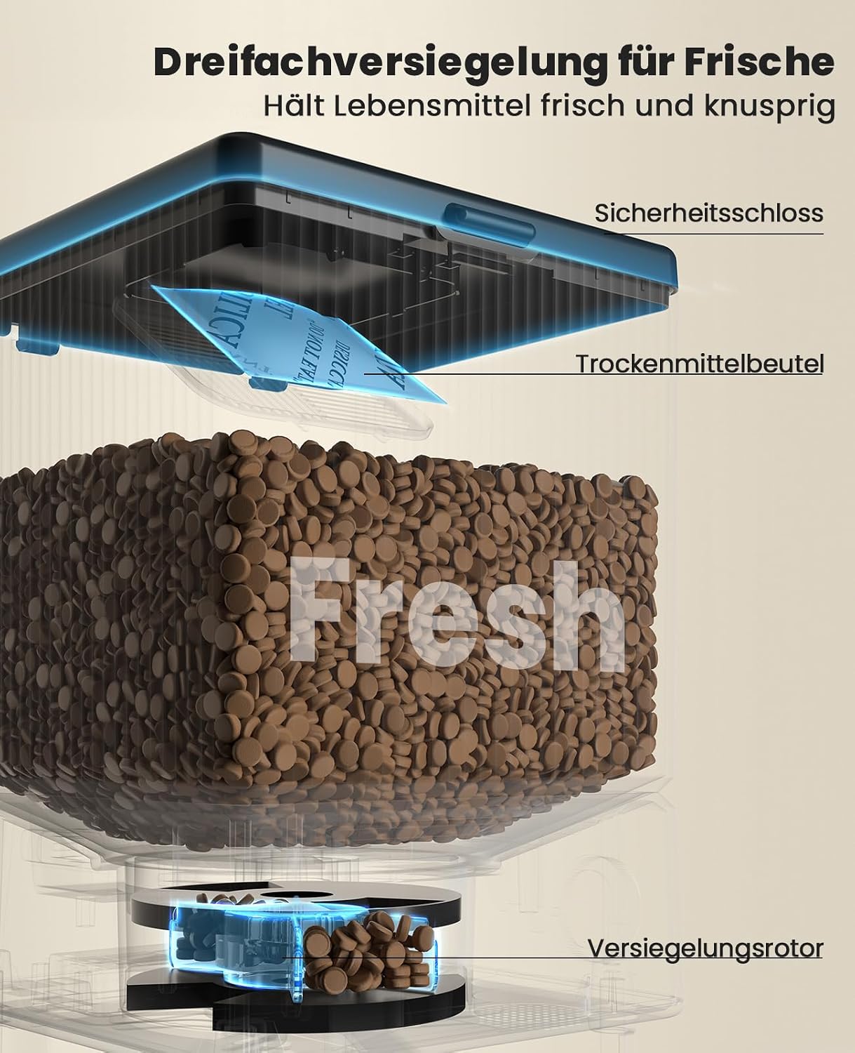 oneisall Futterautomat Katze mit 2 Naepfen WiFi App Steuerung Voice Recorder