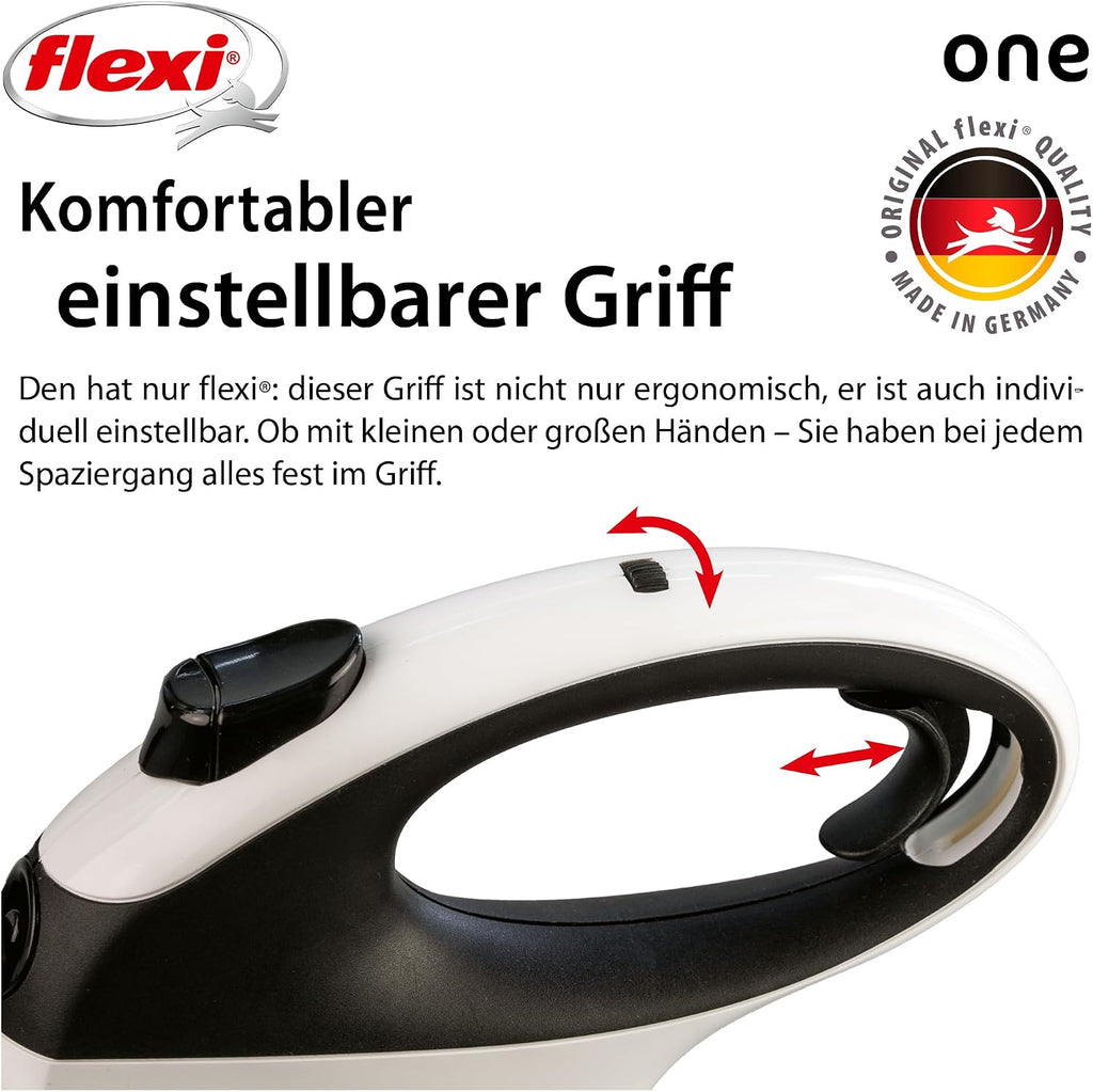 flexi One Gurt-Rollleine 5 m fuer Hunde bis 30 kg weiss-schwarz, 282 g