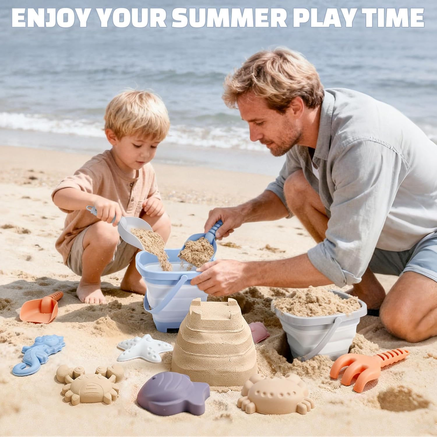 Sandspielzeug Set 18-teilig Kinder Strandspielzeug mit Eimer
