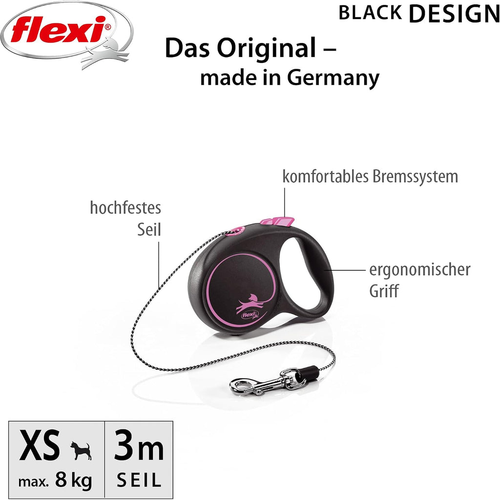 flexi Black Design S Roll-Leine 5 m schwarz/blau Hund bis 3m-5m