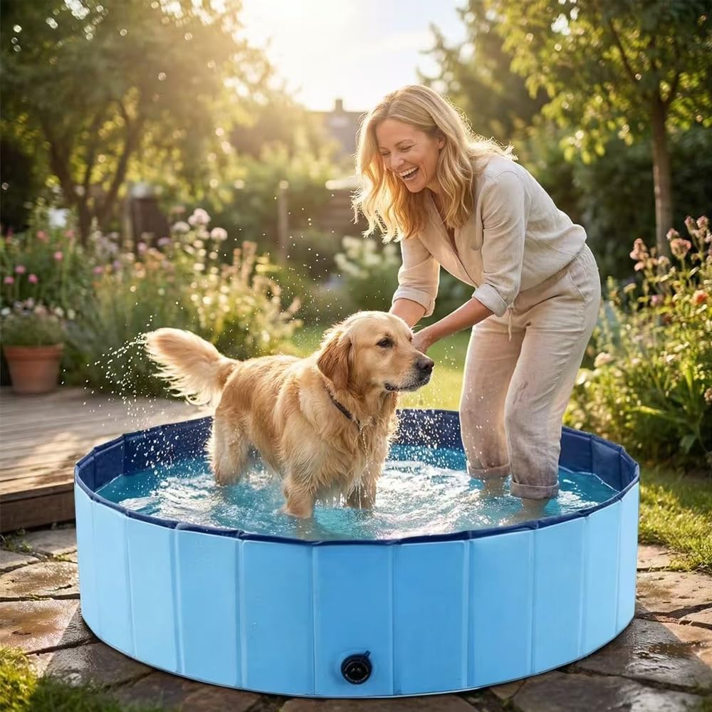 Hundepool faltbar 100cm-160cm Ø160cm Hoehe30cm PVC kratzfest Ablauf