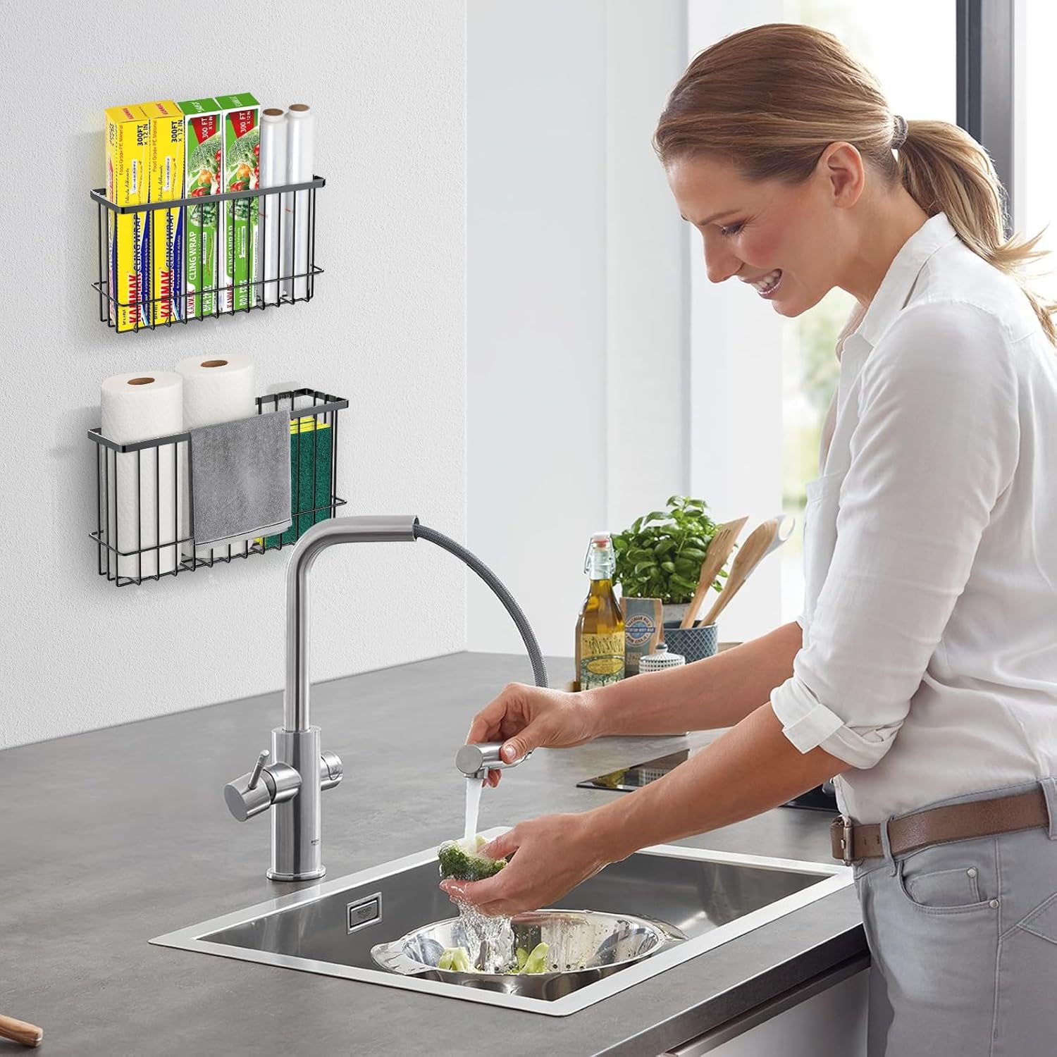 Schranktuer Organizer 2er Set selbstklebend Kueche Bad Aufbewahrungsbox
