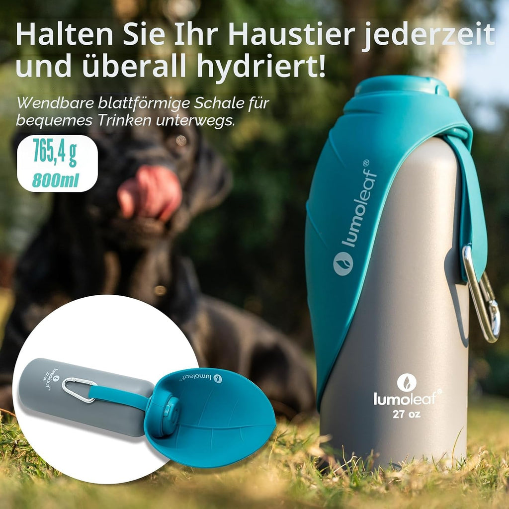 LumoLeaf Trinkflasche aus Edelstahl isoliert Breite Oeffnung Gruen