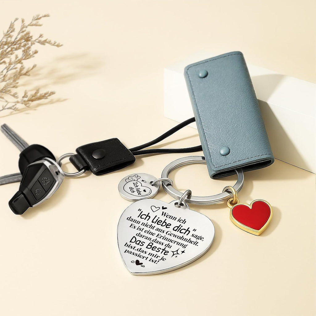 Schluesselanhaenger Jahrestag Geschenk „Ich liebe Dich“ fuer Sie & Ihn Valentinstag