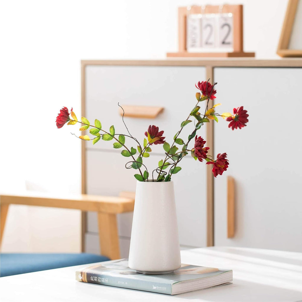 Keramikvase 15 cm Weiss - Minimalistische Blumen- und Pampasgrasvase