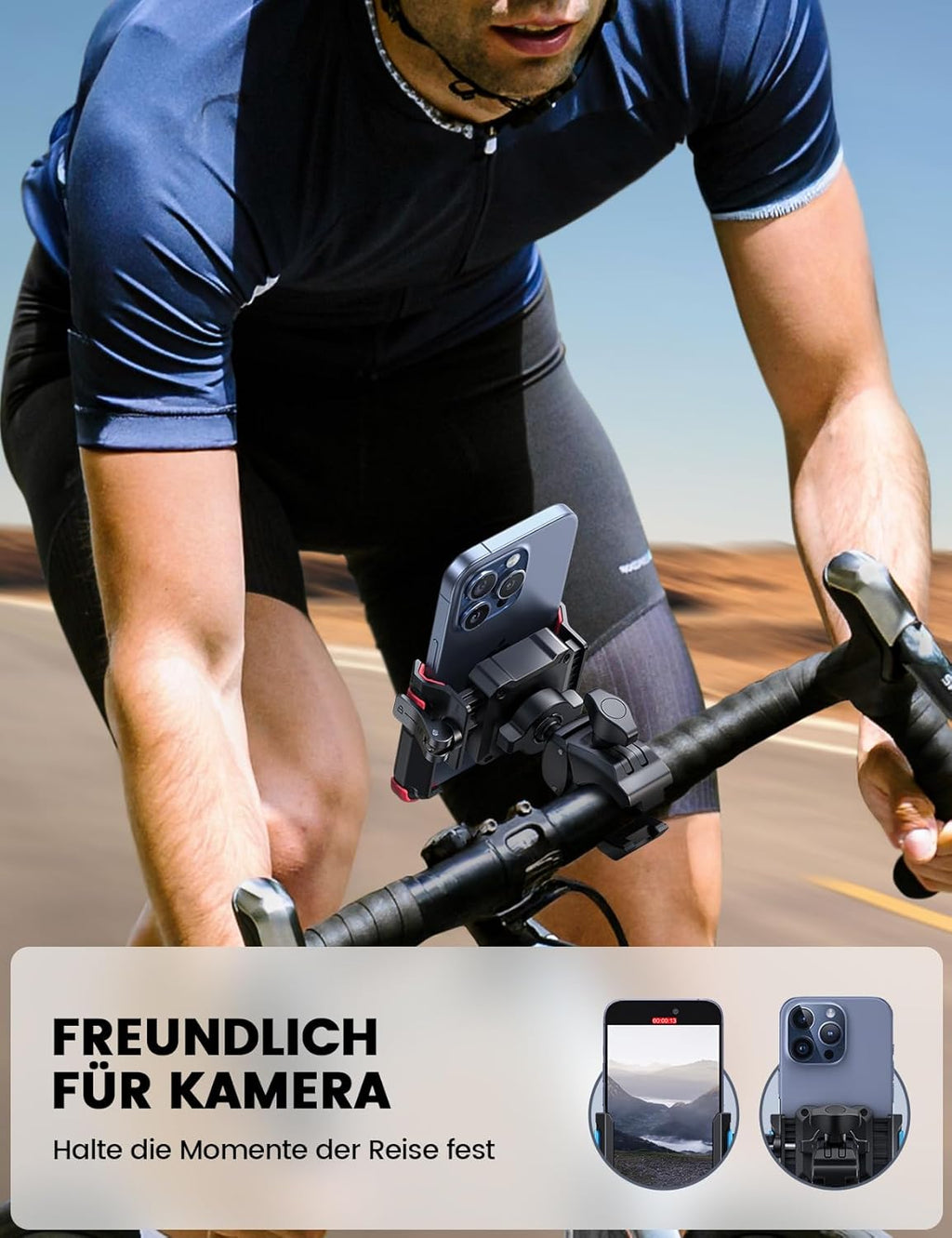 Fahrrad Lenkerhalterung 360° Universal mit 1S Sperre Handyhalterung