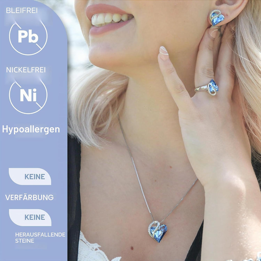 Halskette Damen Infinity Herz Anhaenger 45+5 cm verschiedene Farben - Geburtsstei