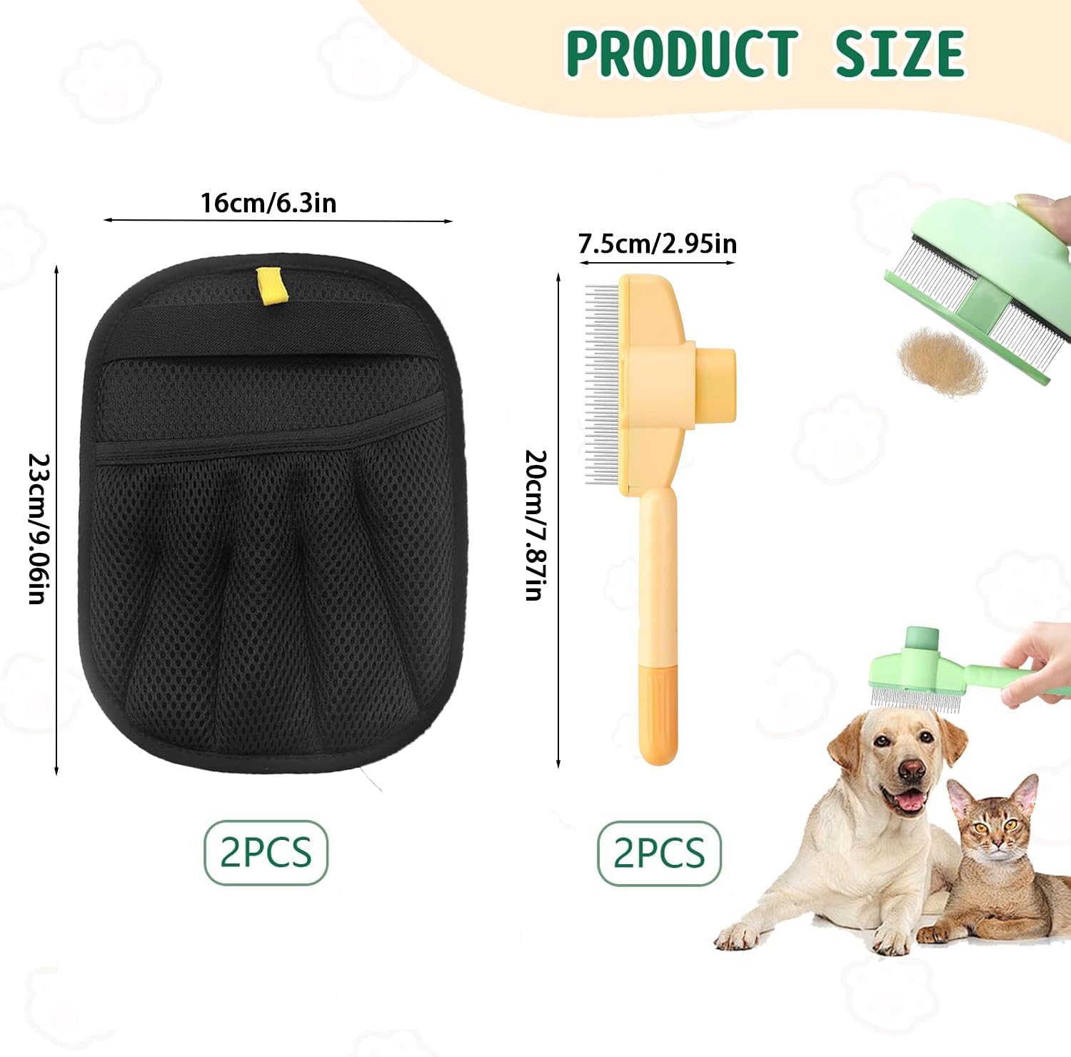 Tierhaarentferner Handschuh fuer Katzen Fellpflege Massage 4er Set