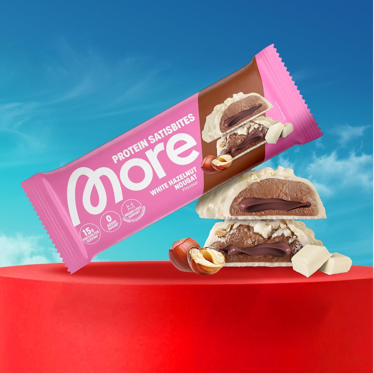 MORE Protein Satisbites 12er Box 12x25g White Chocolate Strawberry Cream verschi