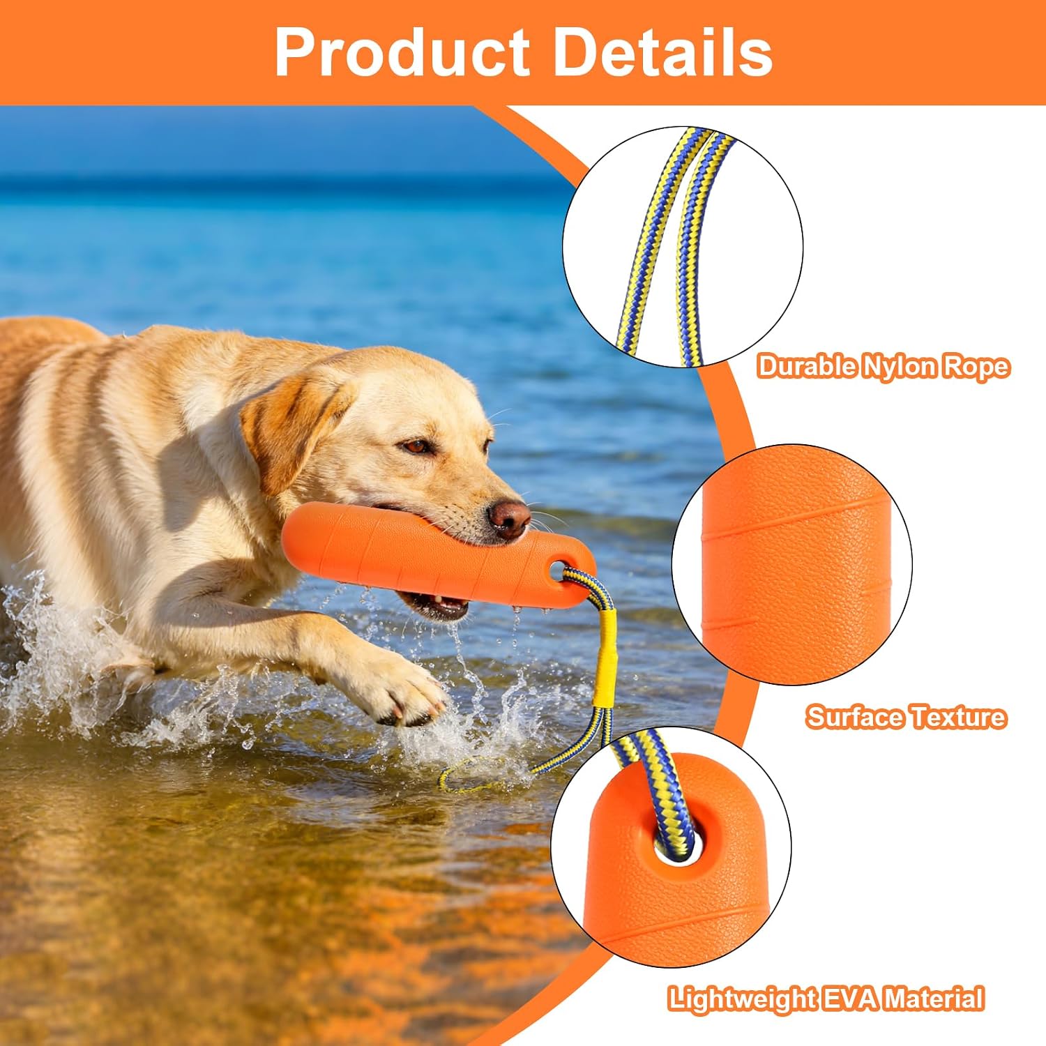 DUTIFUL Hundespielzeug Wasserspielzeug schwimmend mit Nylonseil Gr. Mittel/Gross