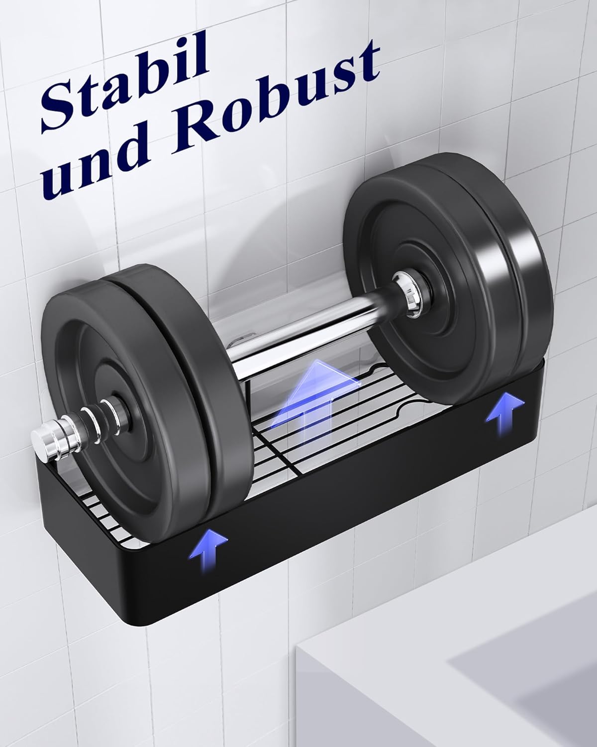2er Set Duschablage Schwarz ohne Bohren Duschregal Bad Organizer rostfrei