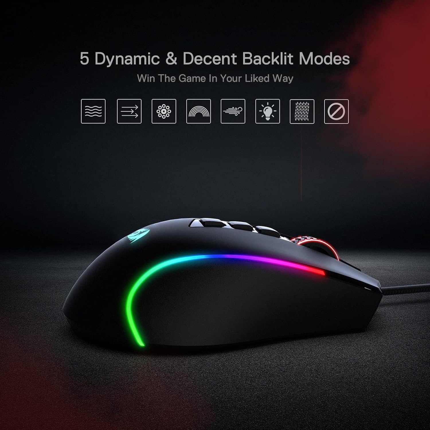 Redragon M612 Predator RGB Gamingmaus 8000 DPI kabelgebunden 11 Tasten